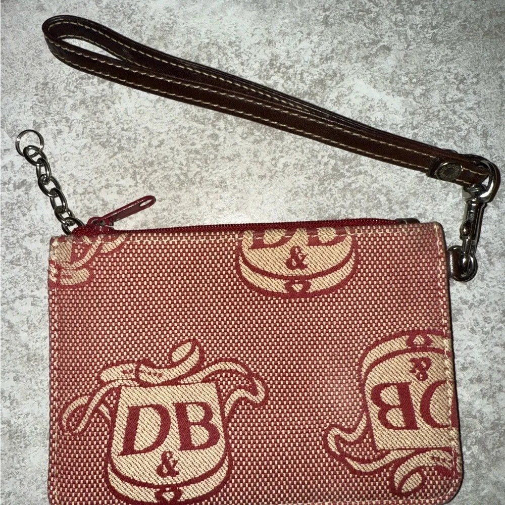 Dooney and Burke Red and White Wristlet Pouch